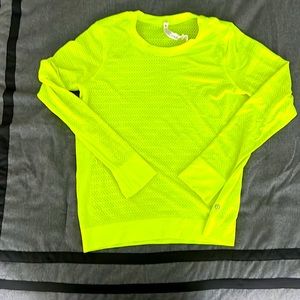 Lulu swiftly florescent yellow long sleeve mesh